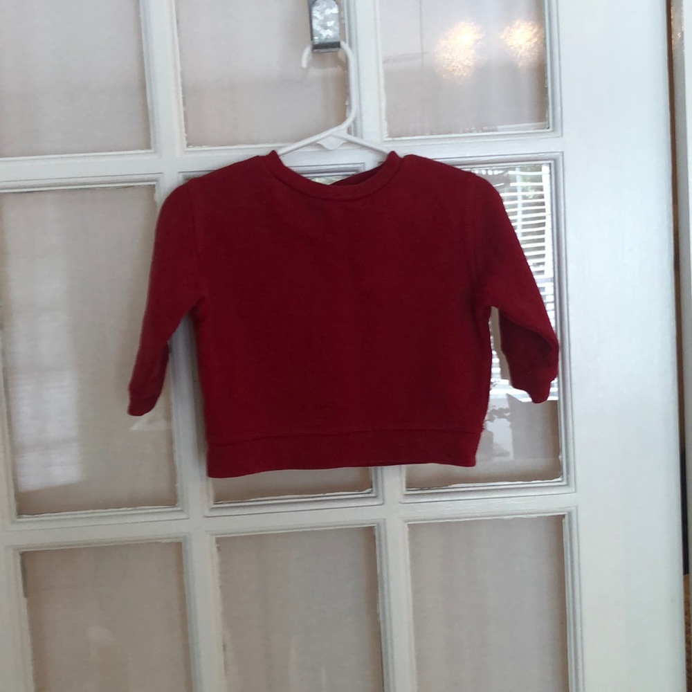 Infant red sweater and red/blue flannel jacket - Picture 5 of 6